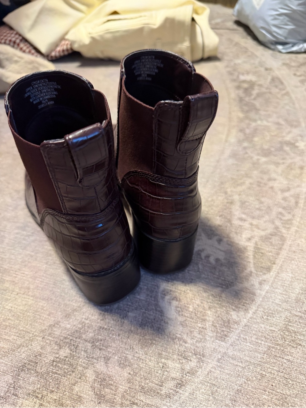 J. Crew Dark Brown Croc-Embossed Chelsea Heeled Boots - Picture 4 of 9